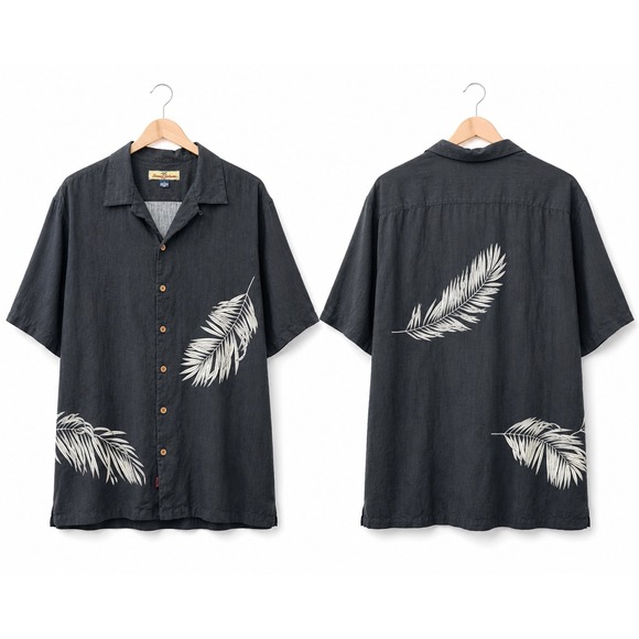 Tommy Bahama Other - Tommy Bahama Mens XL Black 100% Silk Palm Leaf Shirt Short Sleeve